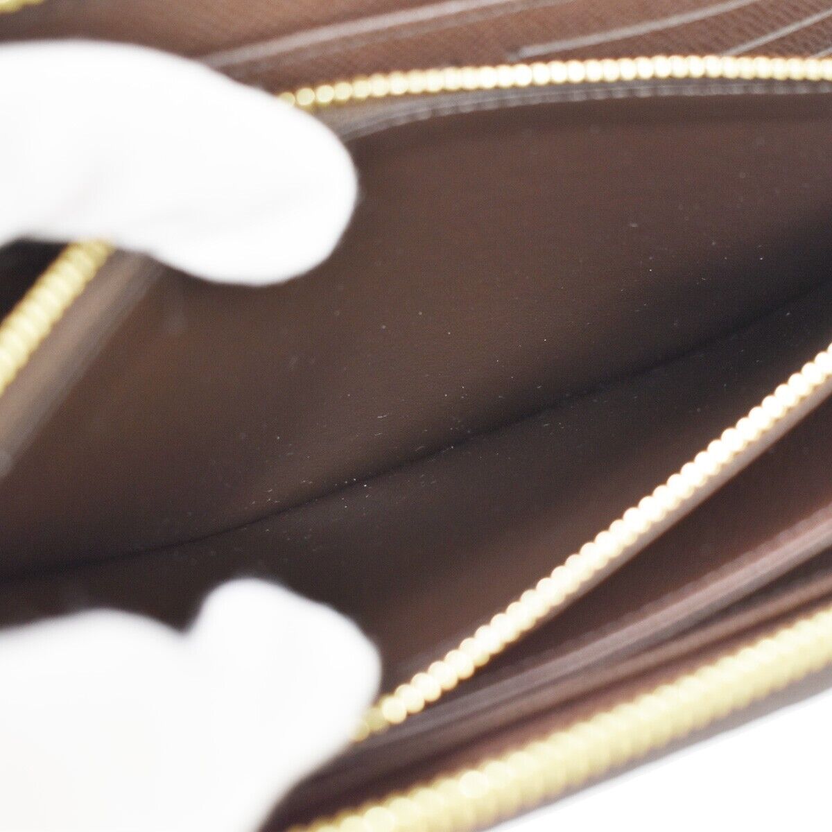 LOUIS VUITTON Zippy Wallet Long Bifold Purse Damier Leather Brown N60015 58RH687