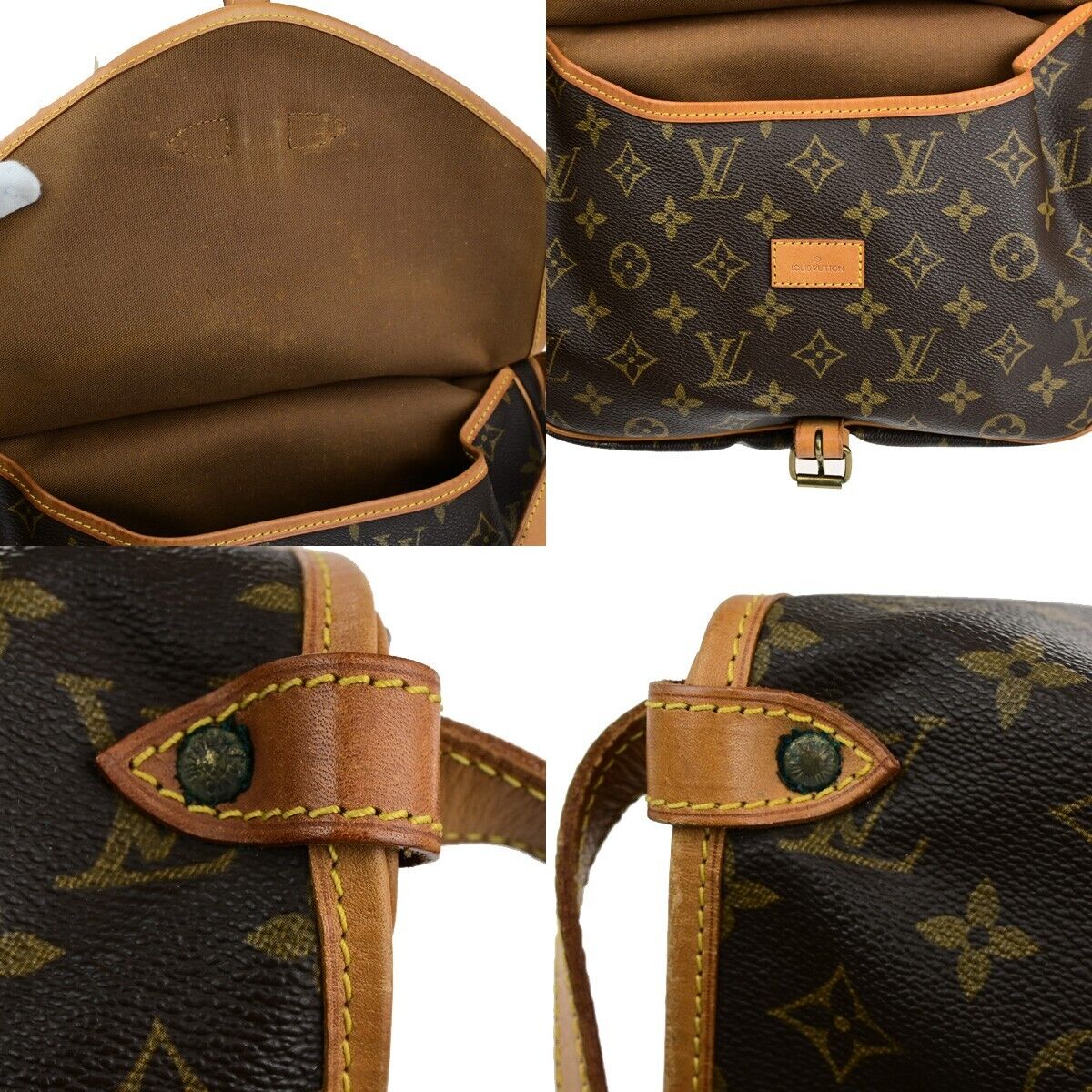 LOUIS VUITTON Logo Saumur 30 Shoulder Bag Monogram Leather Brown M42256 16ED410
