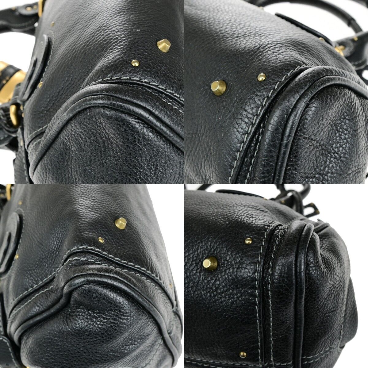 CHLOE Logo Paddington Shoulder Hand Bag Leather Black GHW Italy 38RK781