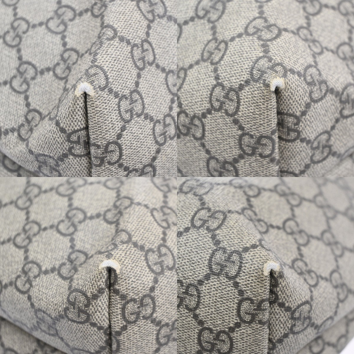 GUCCI Logo Sherry GG Pattern Hand Tote Bag PVC Leather Beige Italy 35KC867