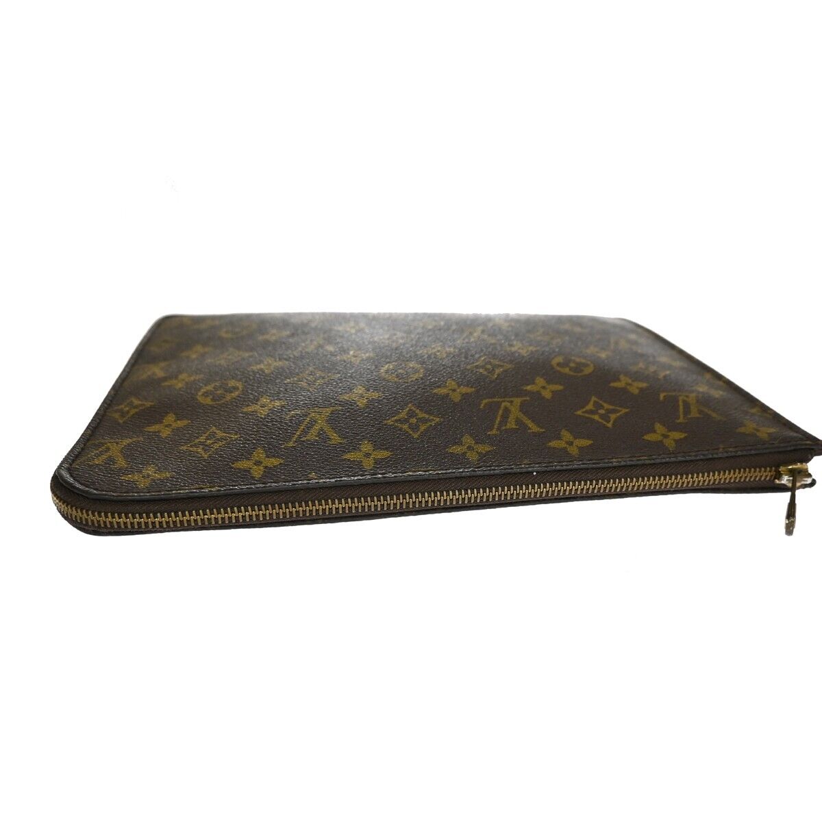 LOUIS VUITTON Poche Documents Clutch Bag Monogram Leather Brown M53457 67EA254
