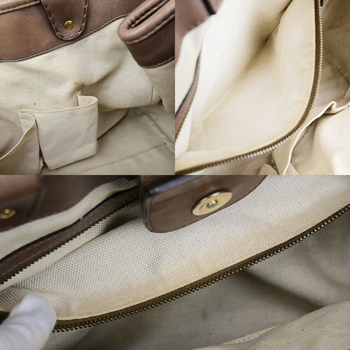 GUCCI Logo GG Running Tote Shoulder Bag Leather Brown Italy 39SJ471