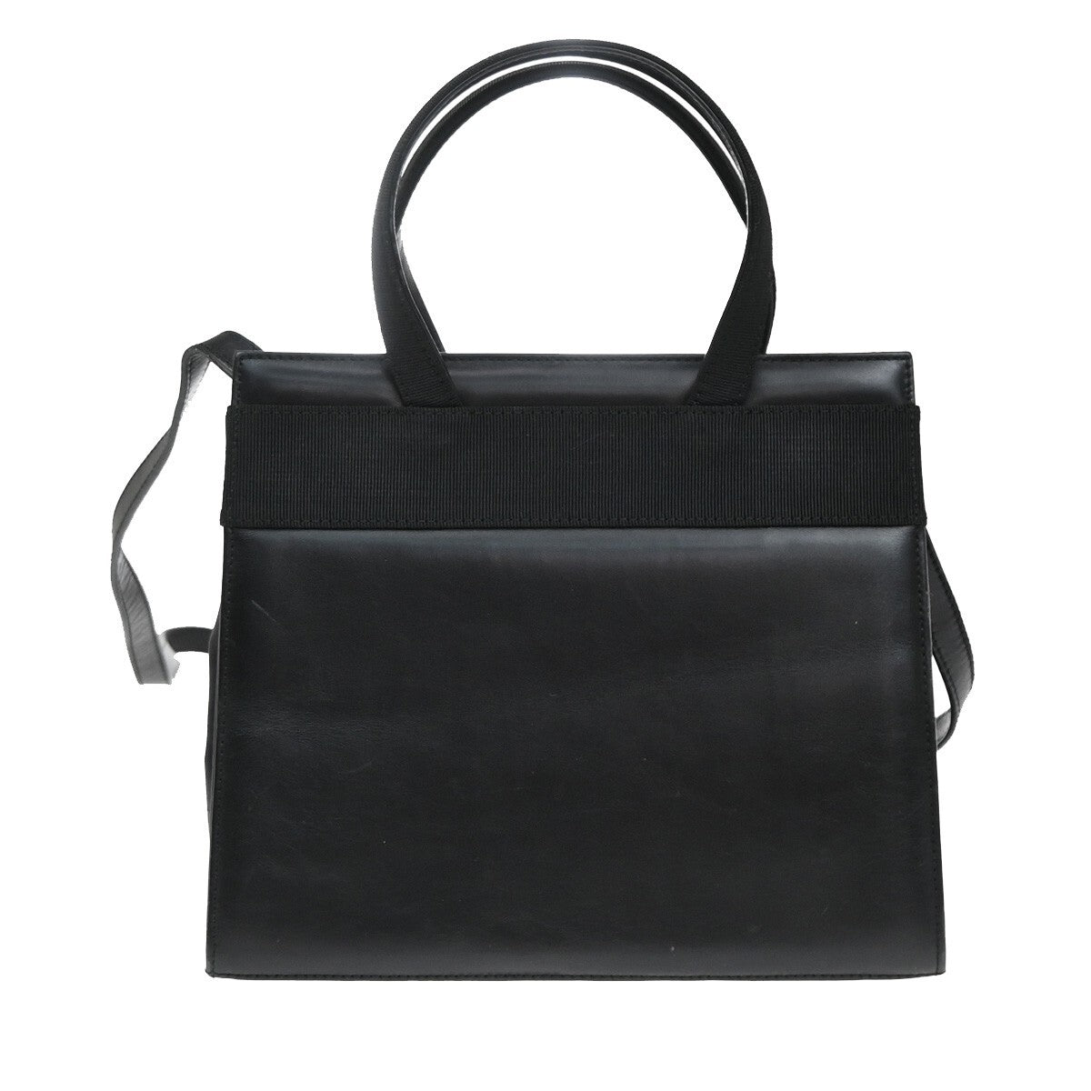 SALVATORE FERRAGAMO Logo Vara 2Way Shoulder Hand Bag Leather Black Italy 38EE277