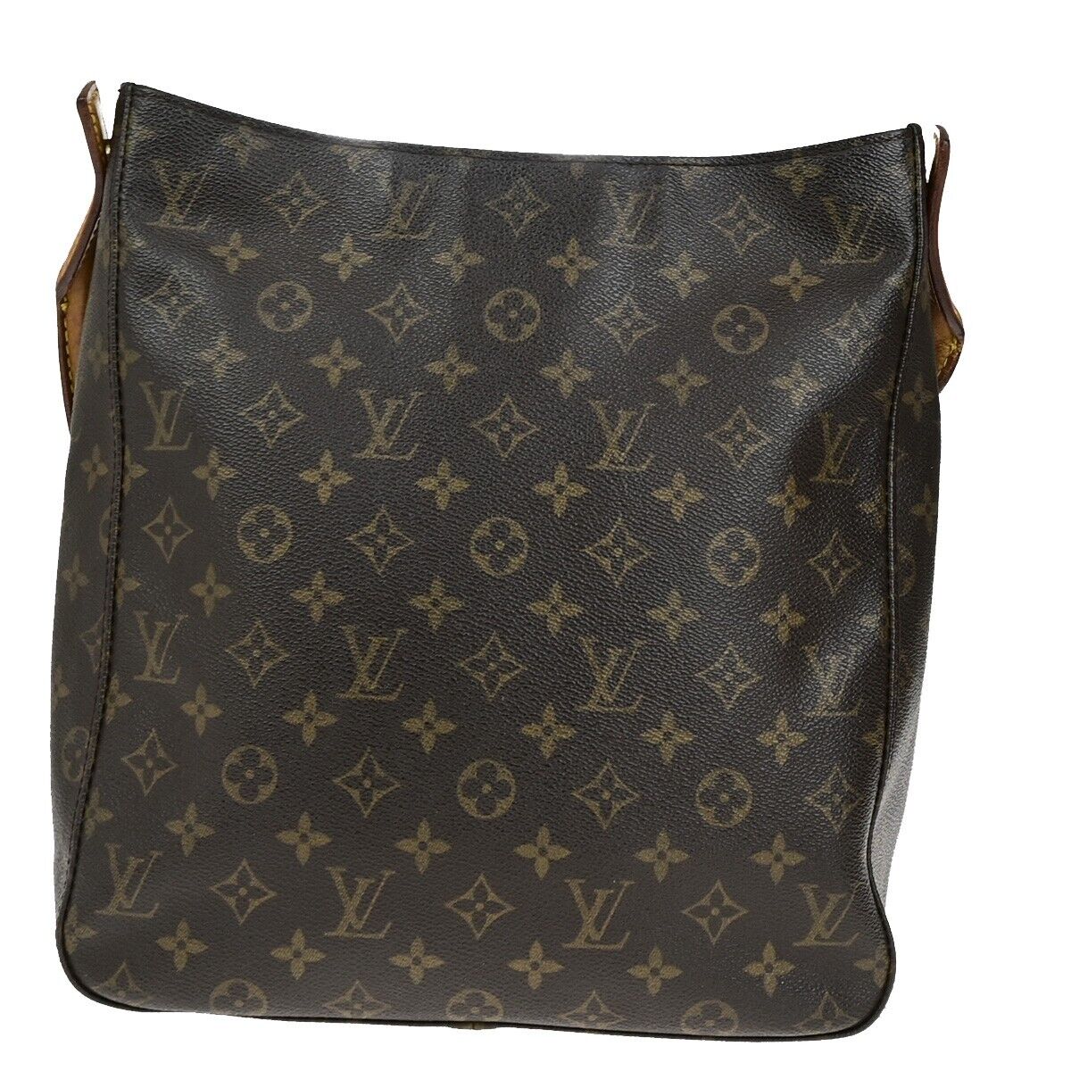 LOUIS VUITTON Logo Looping GM Shoulder Bag Monogram Leather Brown M51145 31ED250