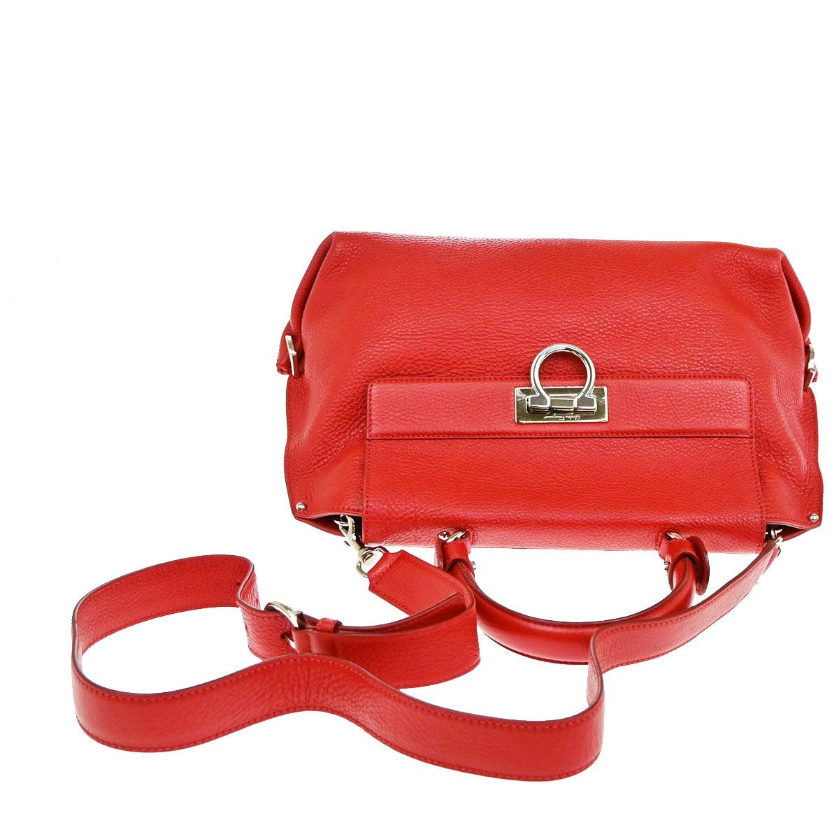 SALVATORE FERRAGAMO Gancini 2Way Shoulder Hand Bag Leather Red SHW 34KB417