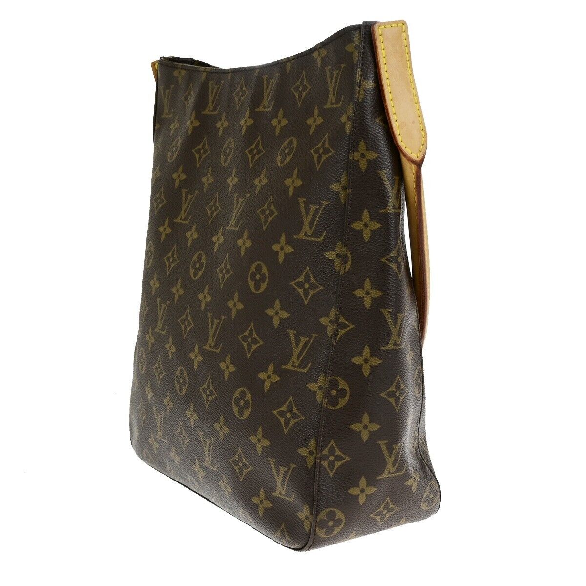LOUIS VUITTON Logo Looping GM Shoulder Bag Monogram Leather Brown M51145 84ED412