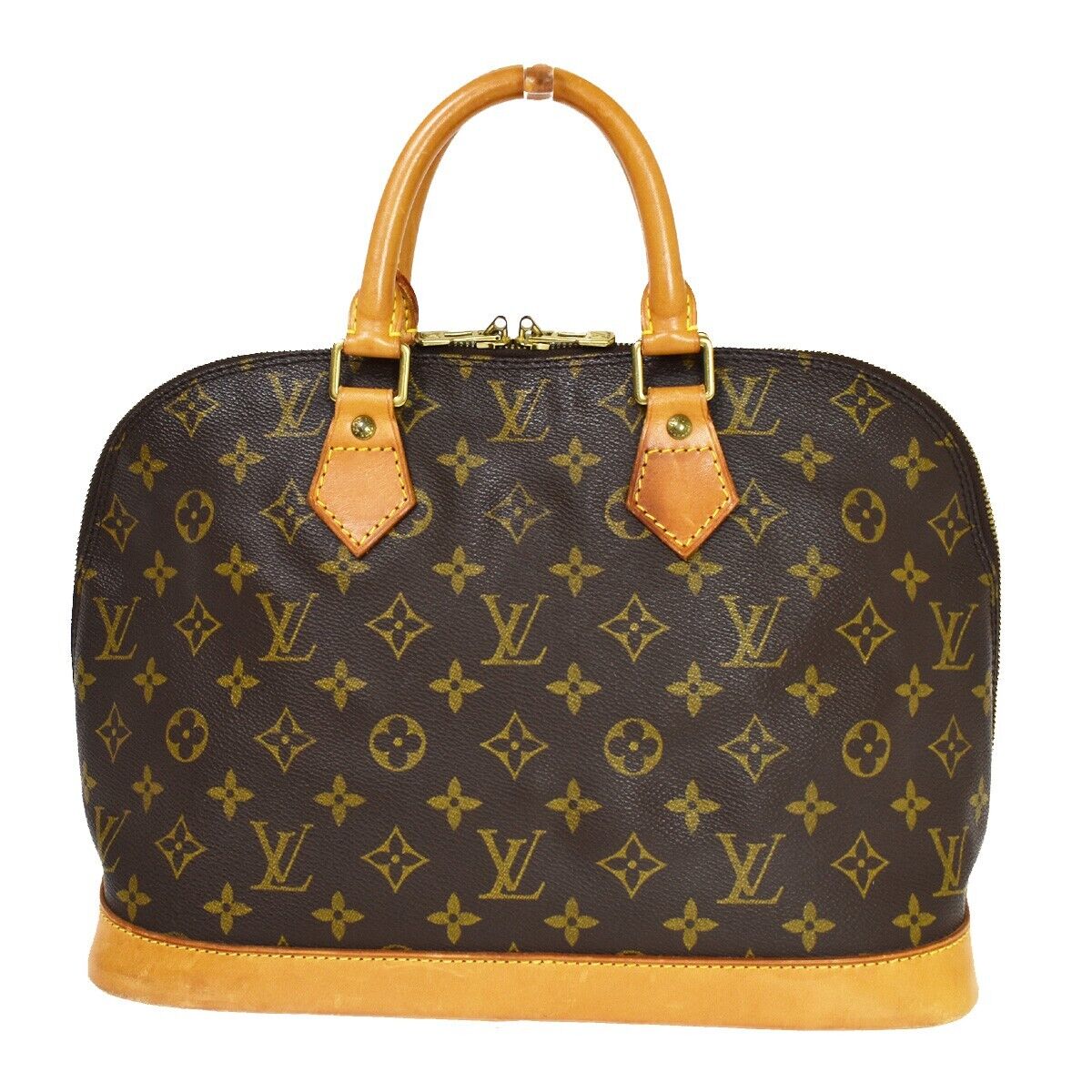 LOUIS VUITTON LV Logo Alma Hand Bag Monogram Leather Brown U.S.A. M51130 85EA821