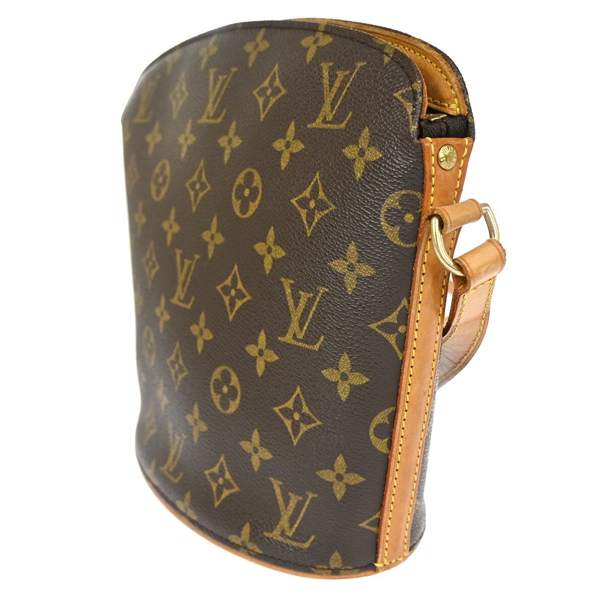 LOUIS VUITTON Logo Drouot Shoulder Bag Monogram Leather Brown M51290 99KB521