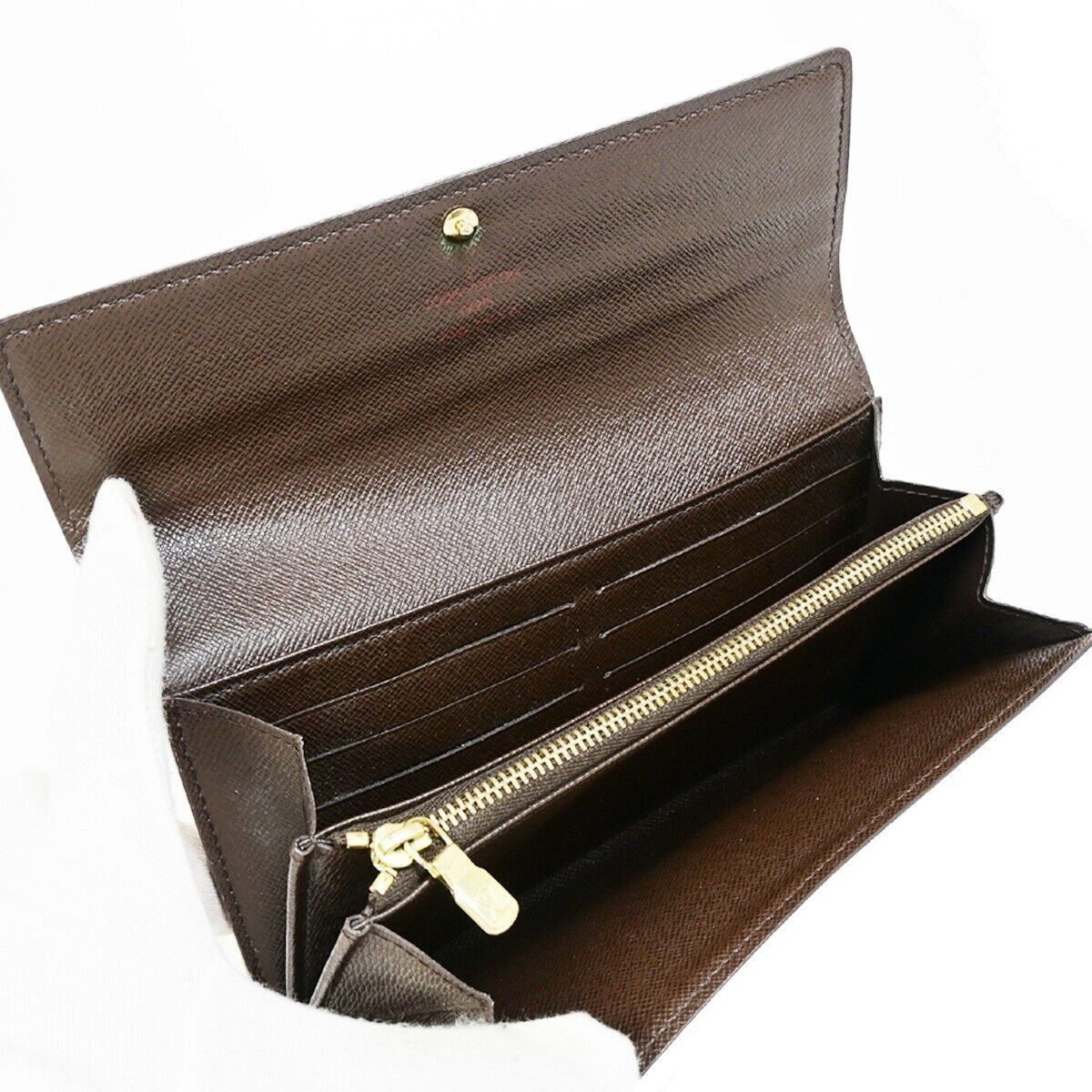 LOUIS VUITTON Credit Long Bifold Wallet Damier Leather Brown N61724 05EB294