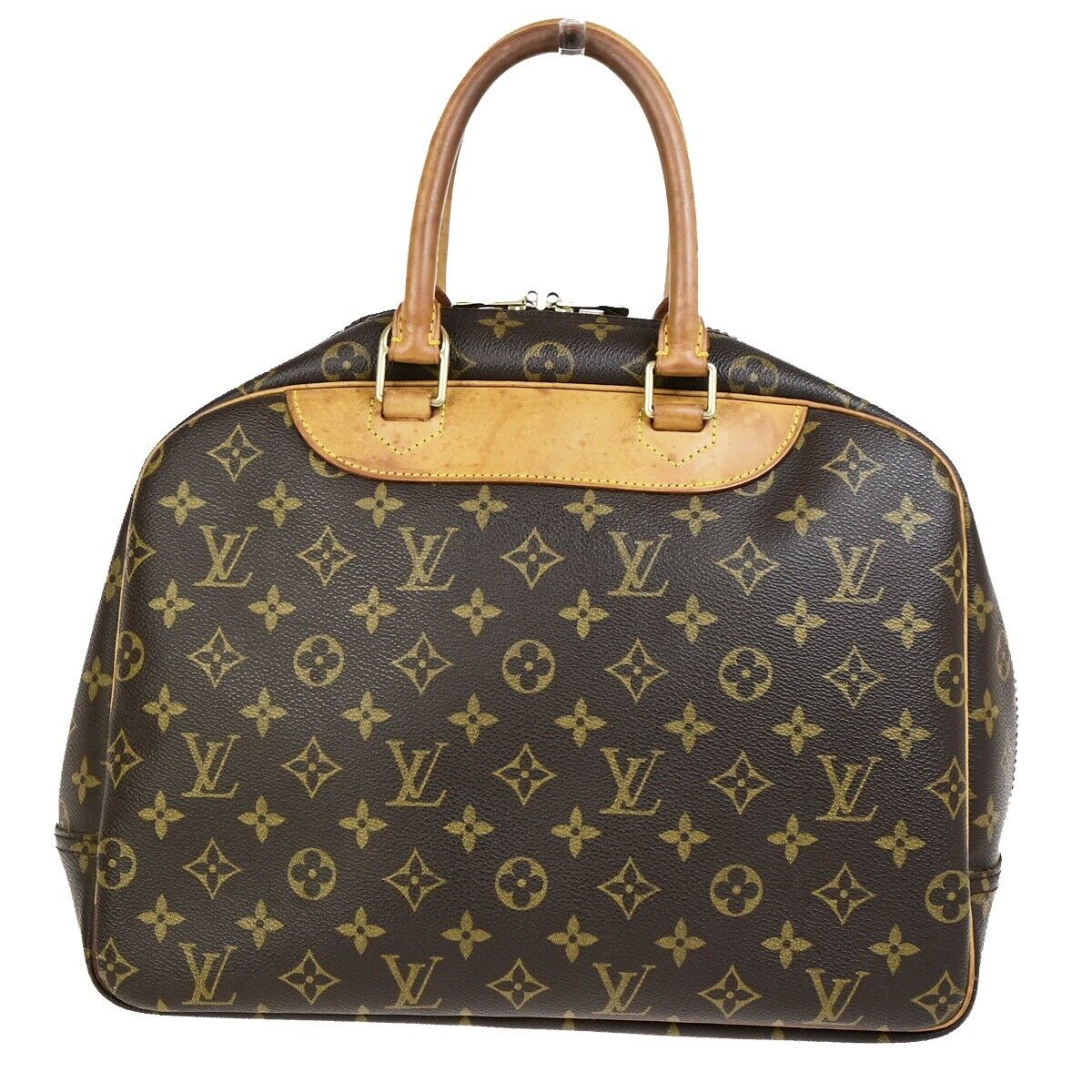 LOUIS VUITTON LV Logo Deauville Hand Bag Monogram Leather Brown M47270 34FB199