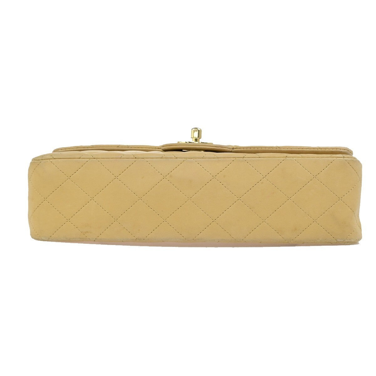 CHANEL CC Matelasse 25 Double Flap Chain Shoulder Bag Leather Beige GHW 310RK685