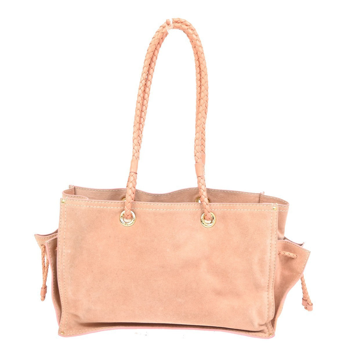 LOEWE Logo Crown Tote Shoulder Hand Bag Suede Skin Leather Pink GHW 72CA703