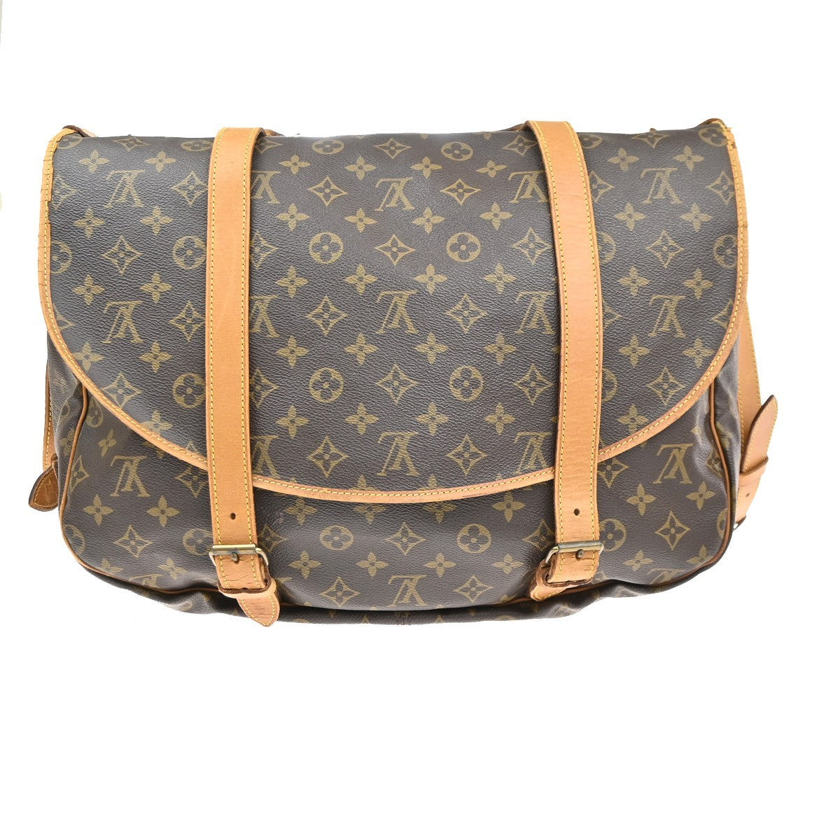 LOUIS VUITTON Logo Saumur 43 Shoulder Bag Monogram Leather Brown M42252 81MA628