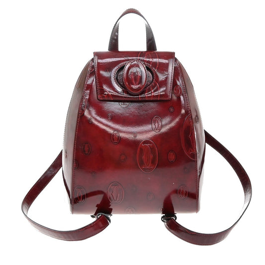 CARTIER Birthday Backpack Shoulder Bag Patent Leather Red GHW France 33EF695