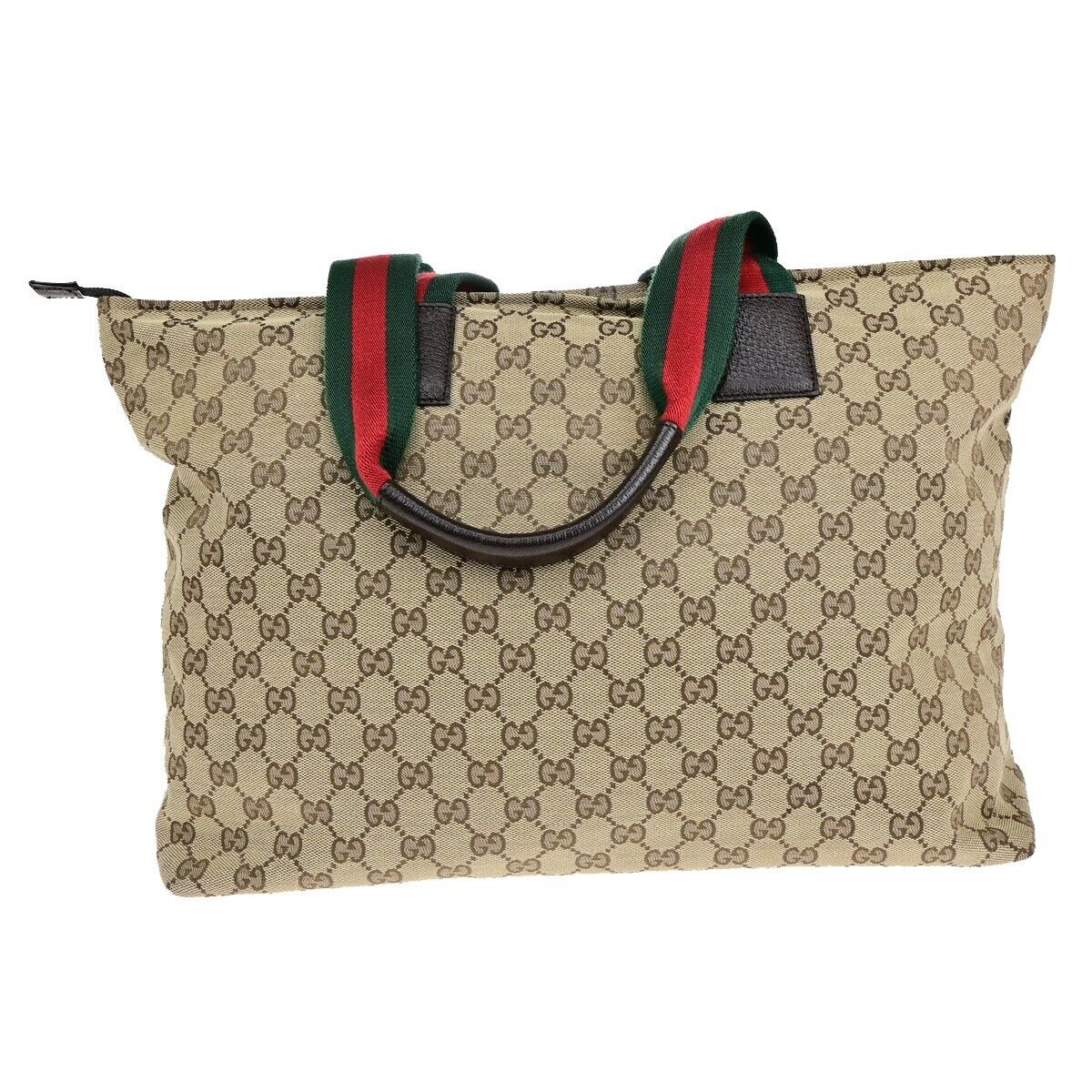GUCCI Sherry GG Pattern Mothers Shoulder Tote Bag Canvas Leather Brown 85EB834