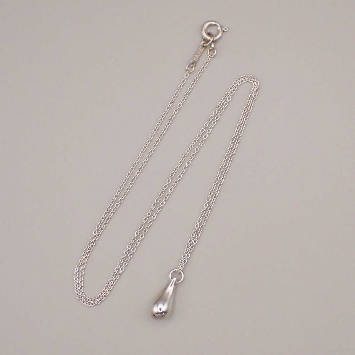 Tiffany & Co. Logo Tear Drop Chain Necklace Pendant Ag 925 Silver 09YH712