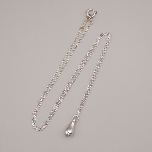 Tiffany & Co. Logo Tear Drop Chain Necklace Pendant Ag 925 Silver 09YH712