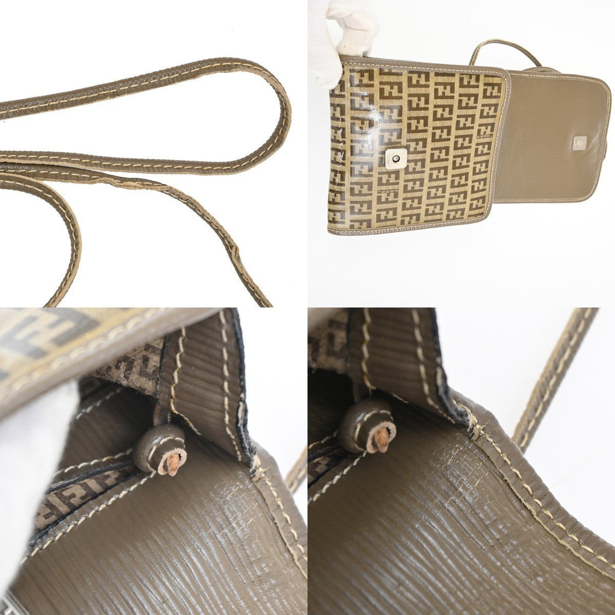 FENDI Zucca Zucchino Pattern Shoulder Bag PVC Leather Brown Italy 69TA646