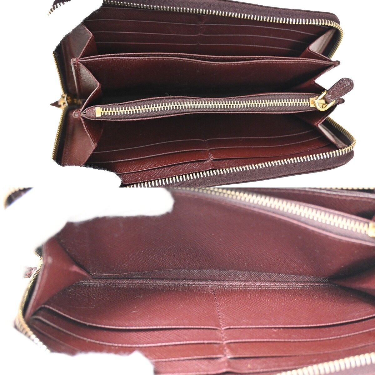 PRADA Logo Saffiano Long Zipper Wallet Purse Leather Brown GHW Italy 02YD998