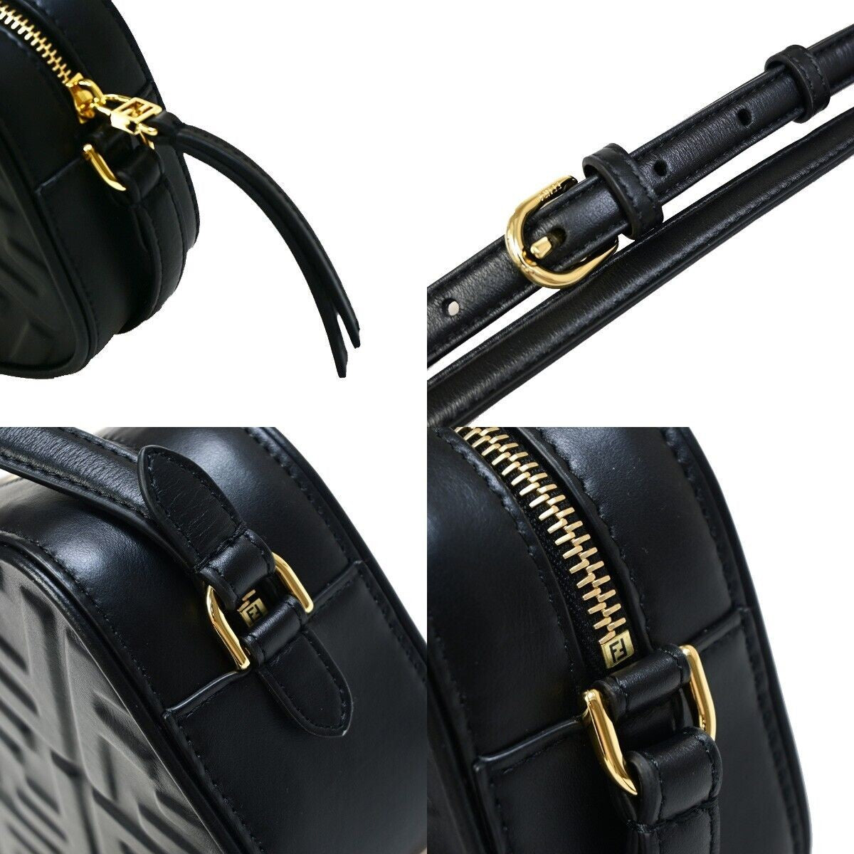 FENDI Zucca Pattern Camera Case Mini Shoulder Bag Embossing Leather BK 635RJ856