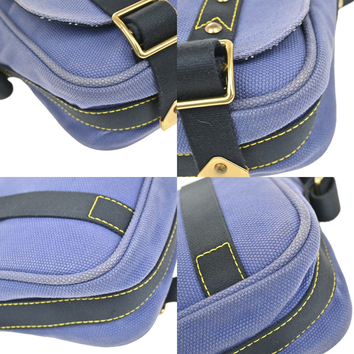 LOUIS VUITTON Busas PM Shoulder Bag Antigua Canvas Leather Blue M40073 65YH830