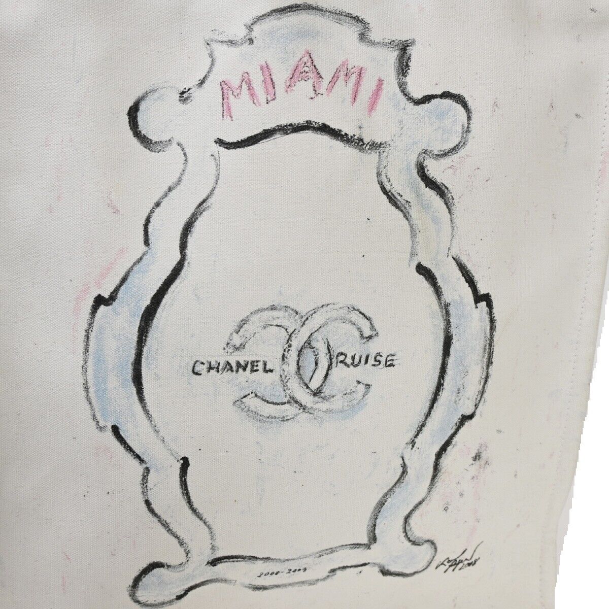 CHANEL CC Logo Shoulder Tote Bag Canvas Leather White Made In Italy 89SH051