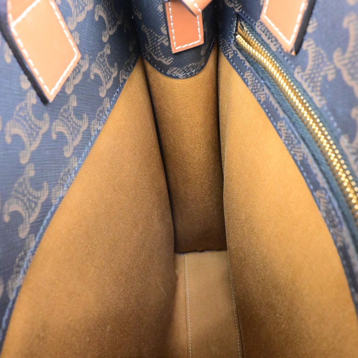 54.Live CELINE Vertical Cabas 2Way Tote Bag Triomphe Canvas Leather 662RK408