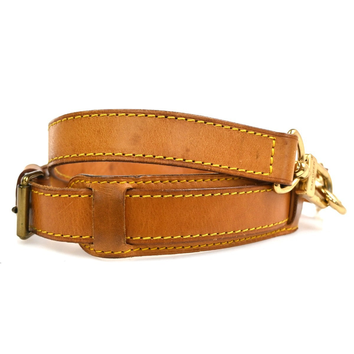 LOUIS VUITTON Logo Shoulder Bag Strap & Pad Adjustable Leather Brown GHW 05TA630