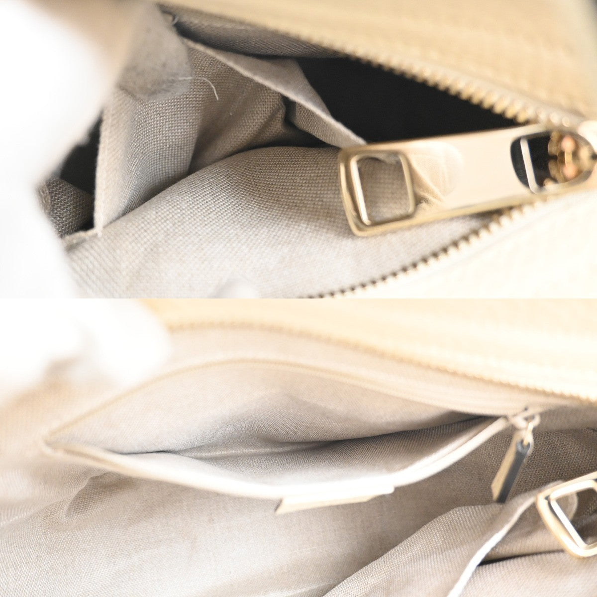 GUCCI GG Logo 2way Shoulder Handbag Canvas Leather Beige White GHW Italy 93KC202