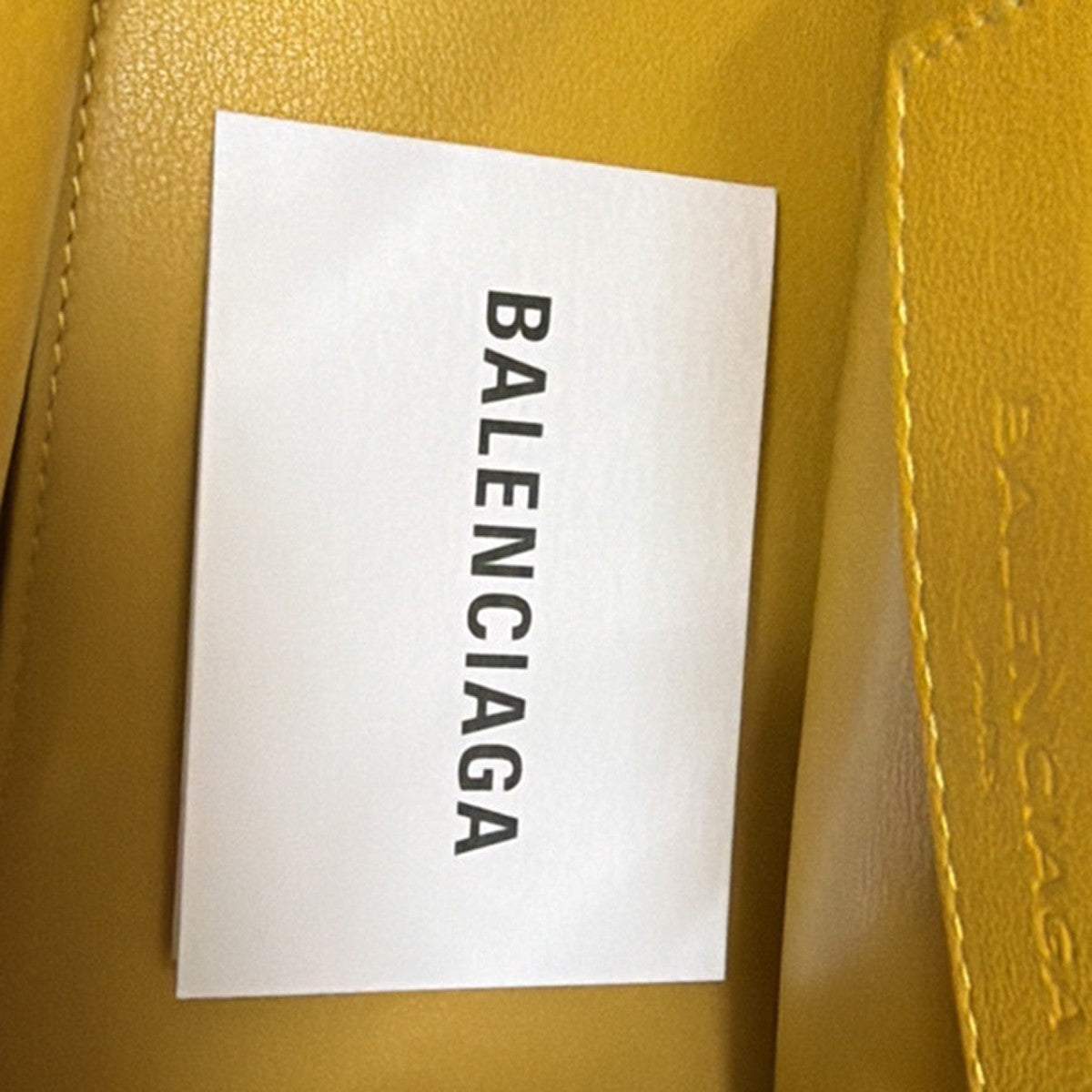BALENCIAGA Paper Mini 2Way Shoulder Hand Bag Leather Yellow SHW Mirror 97YH797