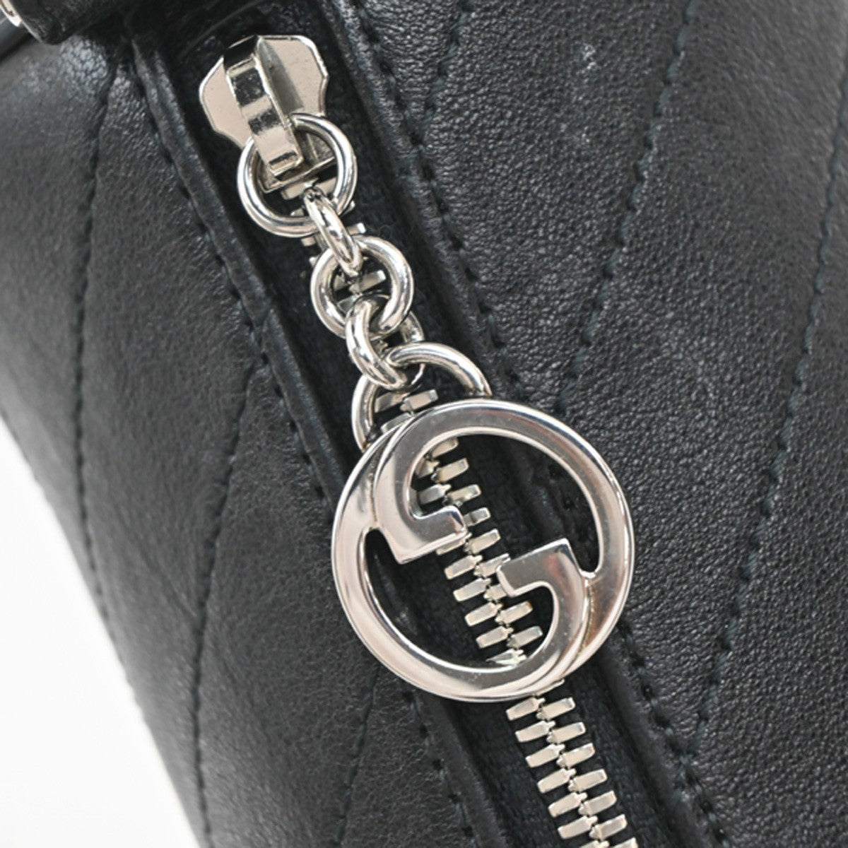 GUCCI Interlocking GG Blondy Mini Shoulder Bag Leather Black SHW 14RF843
