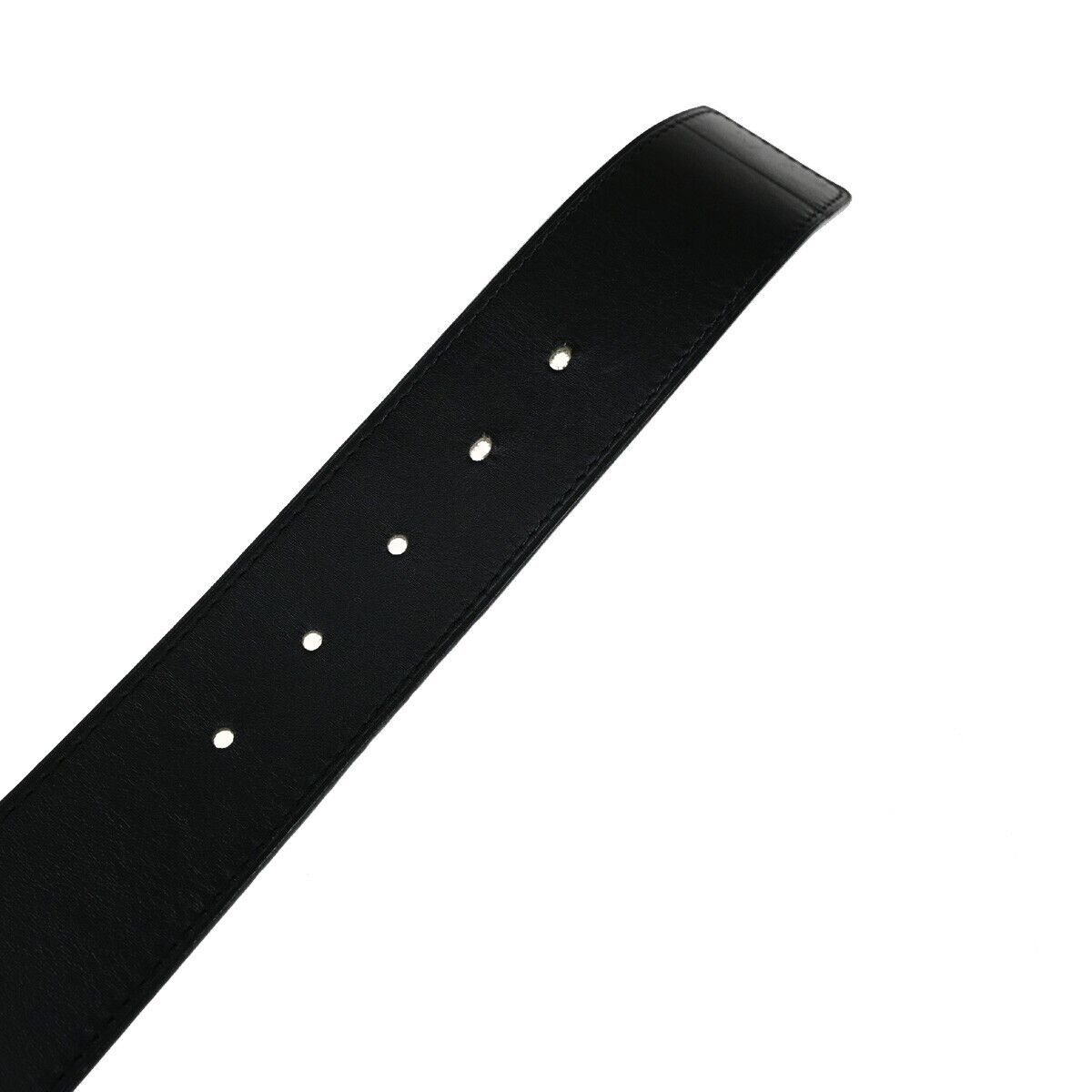 LOUIS VUITTON Logo Ceinture Jeans Belt Leather Black Silver Spain M6812 36ED272