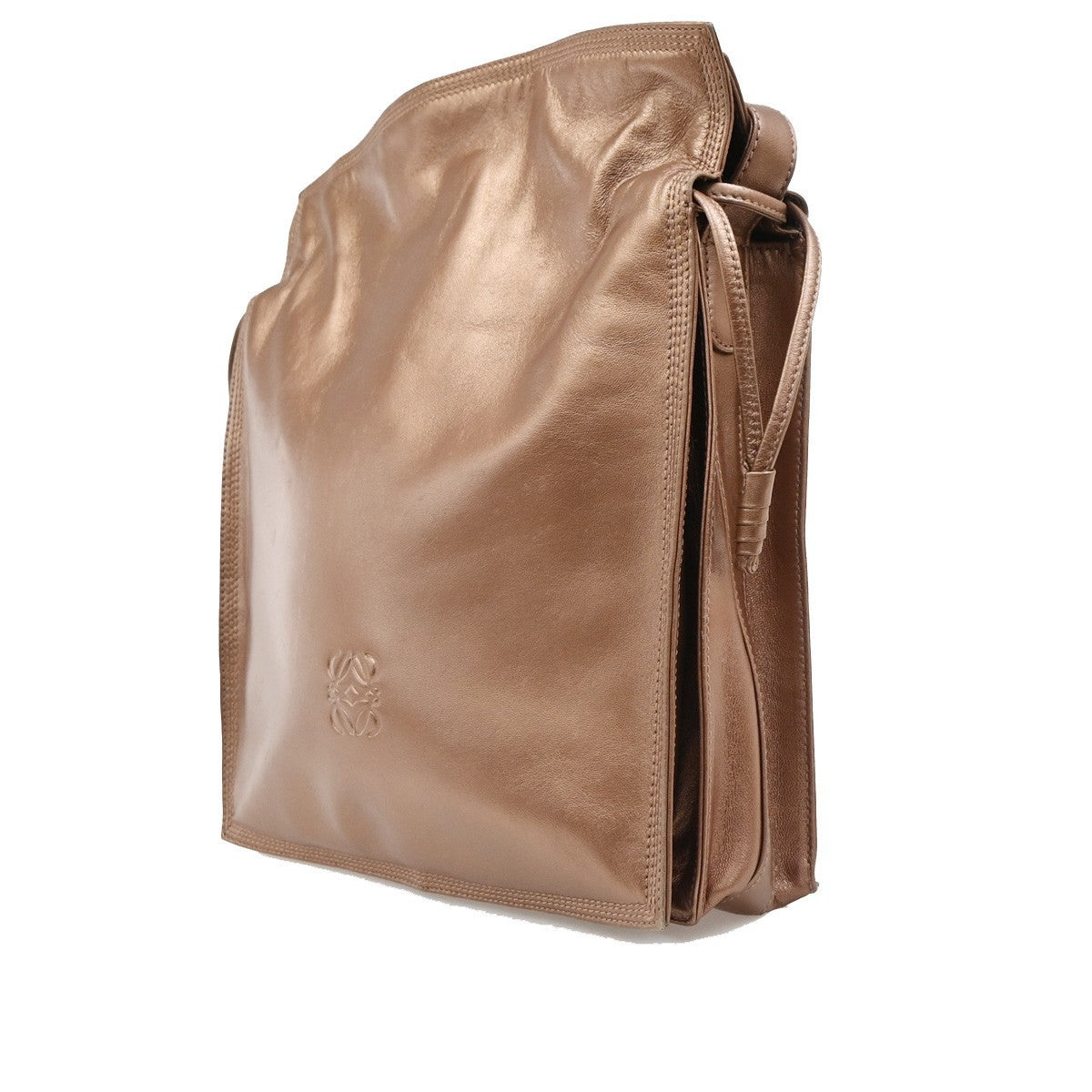 LOEWE Logo Anagram Crossbody Shoulder Bag Leather Bronze GHW Spain 86KD171