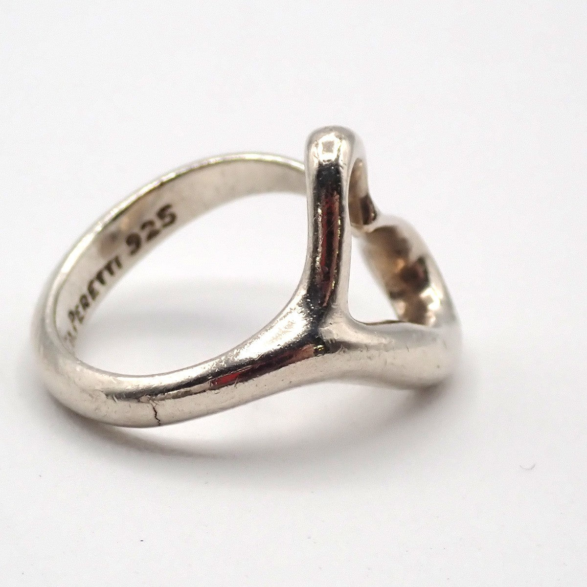 TIFFANY & CO. Elsa Peretti Open Heart Ring JP 9 US 5 Sterling Silver 925 05ZA319