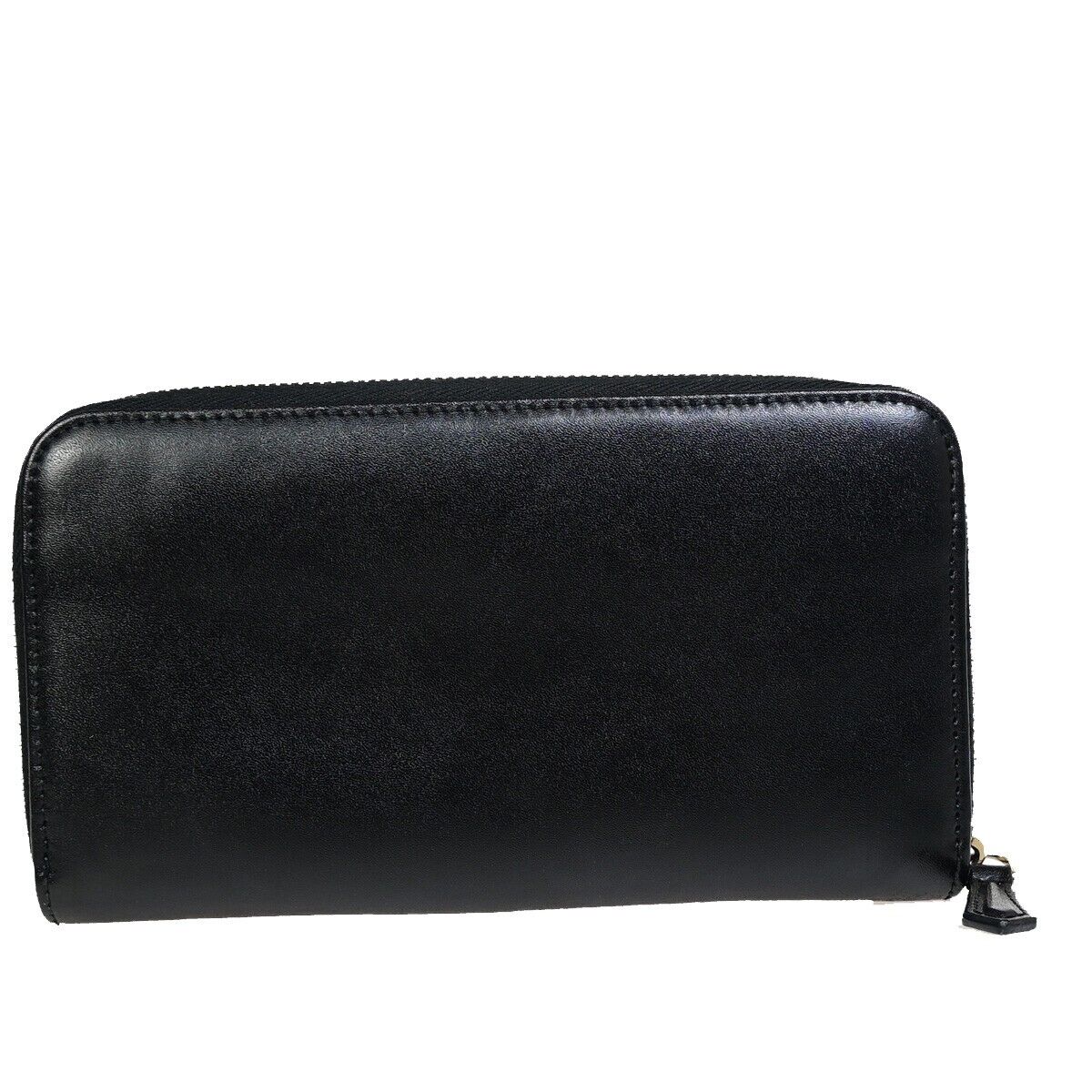FENDI By The Way Logo Long Zip Around Wallet Purse Leather Black Italy 67EB039