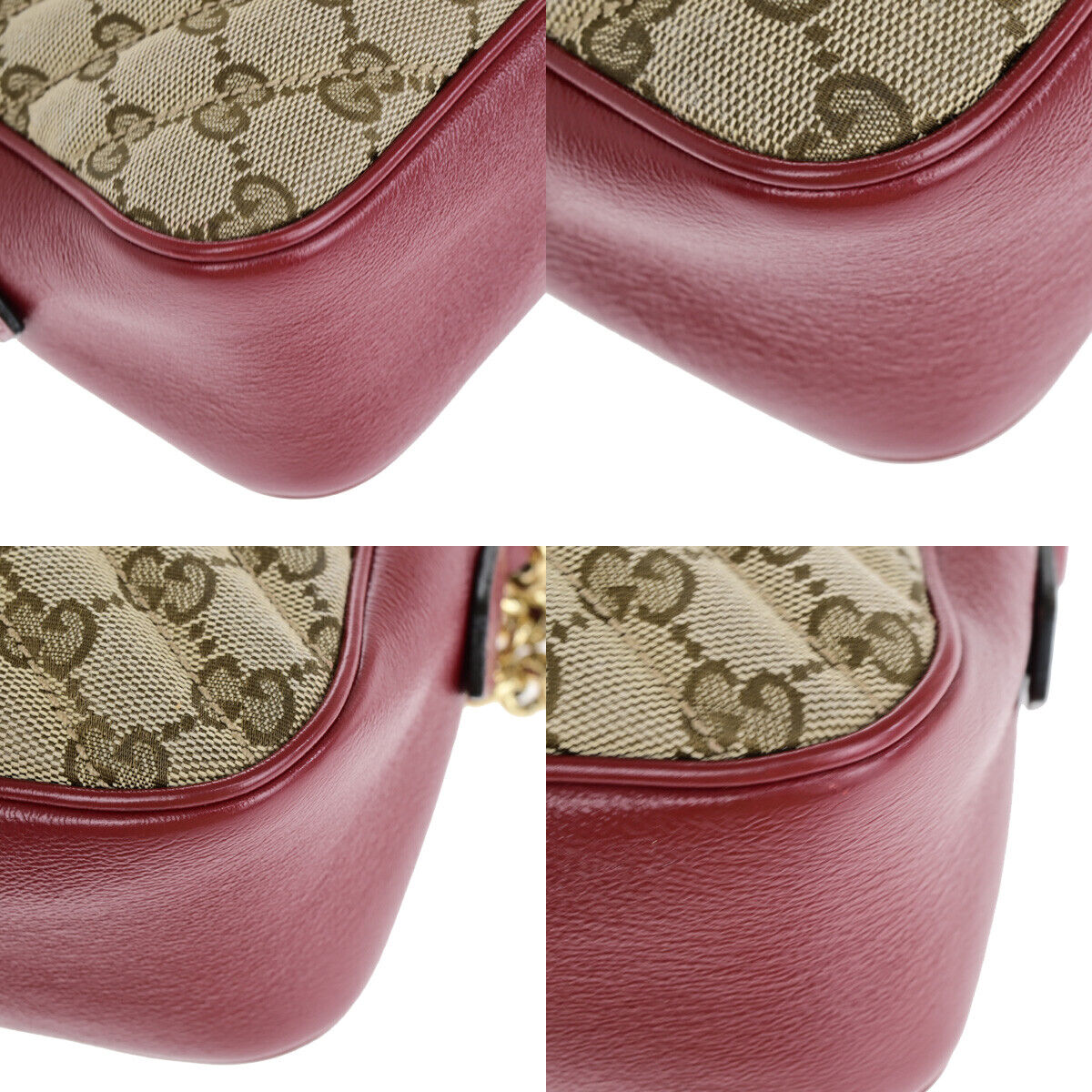 GUCCI Logo Marmont GG Pattern Chain Shoulder Bag Canvas Leather BN RD 600RJ991