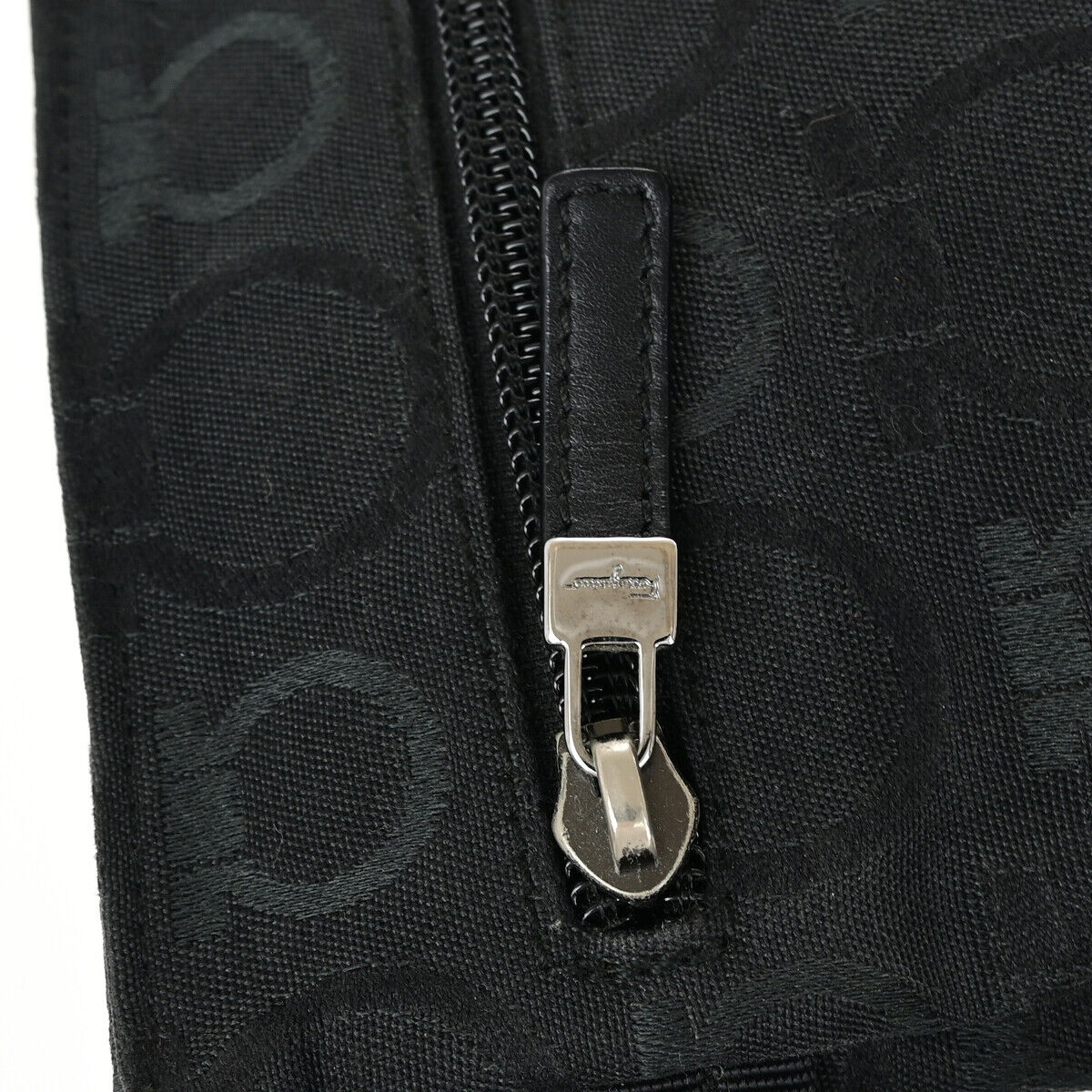 SALVATORE FERRAGAMO Logo Gancini Bum Bag Canvas Leather Black SHW Italy 05YE727