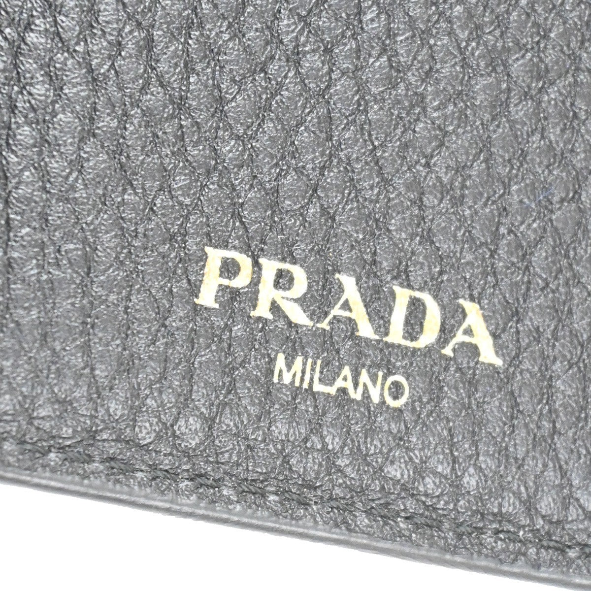 PRADA Logo Mini Compact Trifold Wallet Vitello Leather Black GHW 62YH815