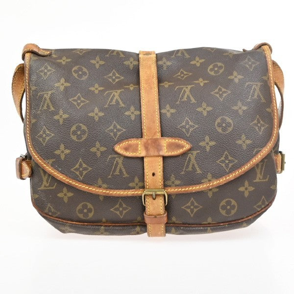 LOUIS VUITTON Logo Saumur 30 Shoulder Bag Monogram Leather Brown M42256 39PA062