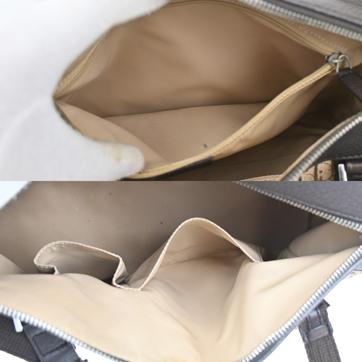 CHRISTIAN DIOR Logo Trotter Pattern Street Chic Bag Canvas Leather Beige 15CA370