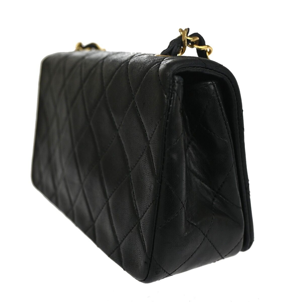 CHANEL CC Mini Matelasse Full Flap Chain Shoulder Bag Leather Black GHW 804RH915