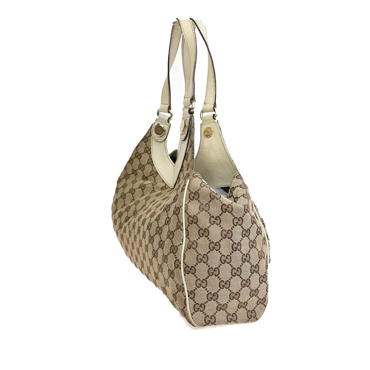 GUCCI Logo Abbey GG pattern Shoulder Hand Bag Canvas Leather Brown GHW 39FB578