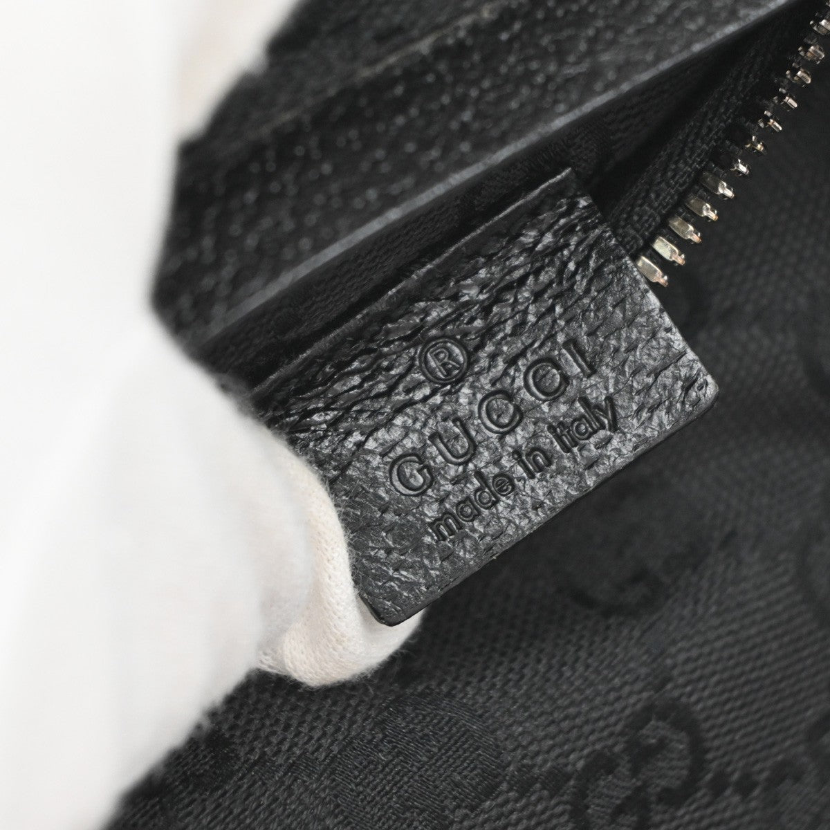 GUCCI Logo GG Pattern Bum Bag Canvas Leather Black SHW Italy 33MA677