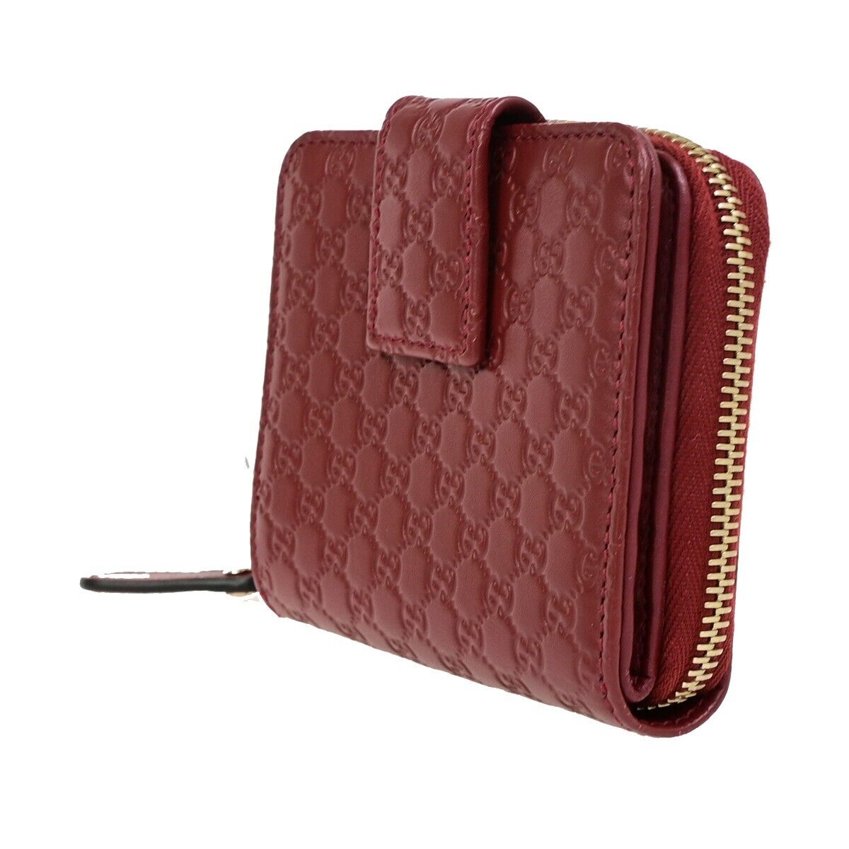 GUCCI Micro Guccissima GG Pattern Bifold Zipper Wallet Leather Red 34FB312