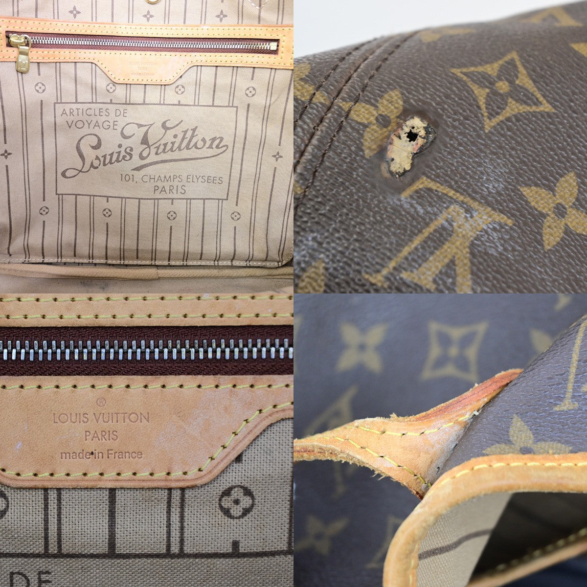 LOUIS VUITTON Neverfull MM Shoulder Tote Bag Monogram Leather BN M40156 14YJ237