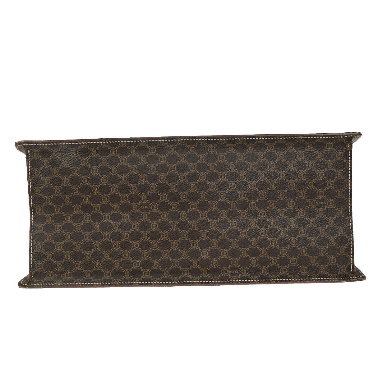 CELINE Logo Macadam Pattern Hand Bag PVC Leather GHW Made in Itay 83EC971