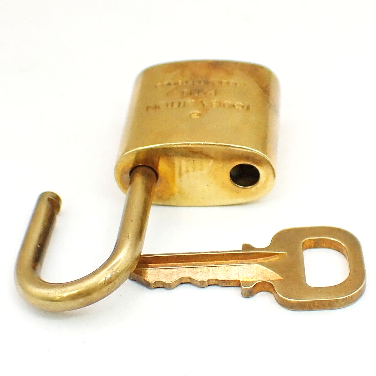 LOUIS VUITTON LV 10 Set  Padlock Key Bag Charm Cadena Gold Plated France 35YF813
