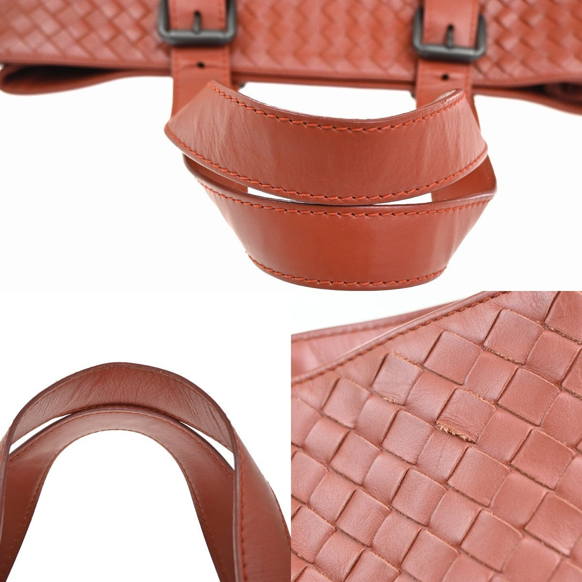 BOTTEGA VENETA Logo Intrecciato Shoulder Hand Bag Leather Red Italy 91MA191