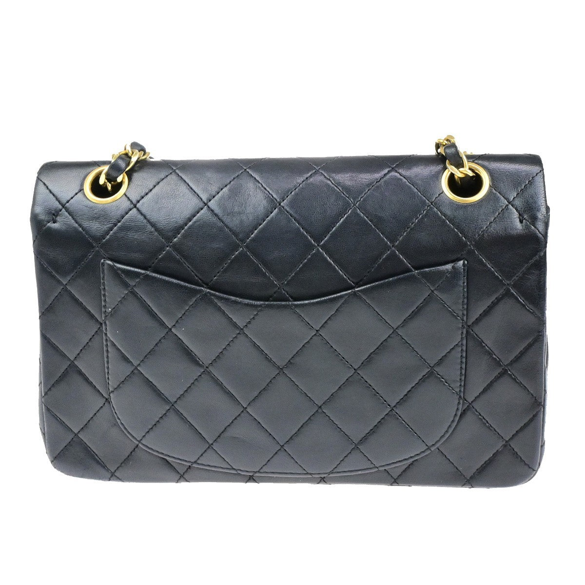 CHANEL CC Matelasse 23 Double Flap Chain Shoulder Bag Leather Black GHW 396RK815