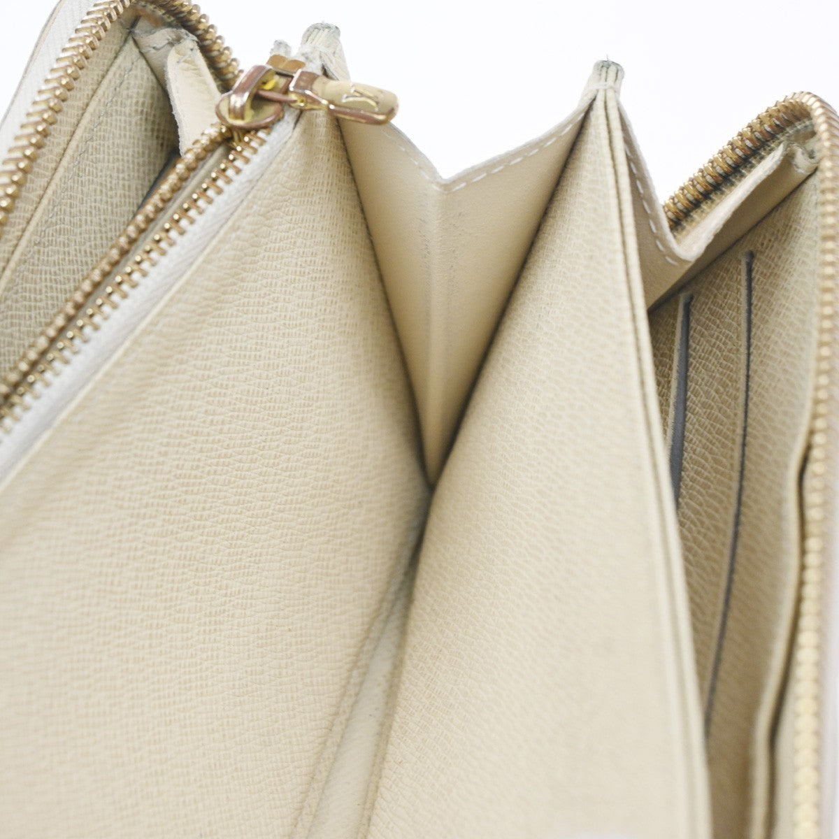 LOUIS VUITTON Zippy Long Wallet Damier Azur Leather White Spain N60019 67KD007